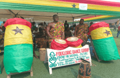 Festival opening parade in Sekondi with cultural dancers in traditional attire